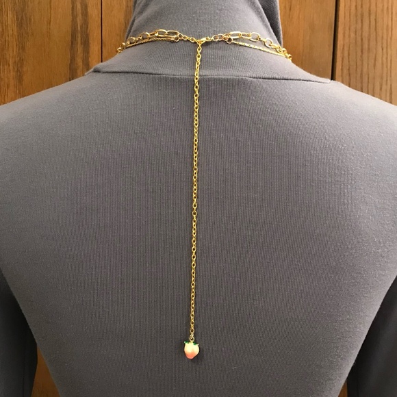 "Fruit Stand" Handmade 2-Layer Gold Charm Necklace with Tropical Fruit Charms - Picture 10 of 15